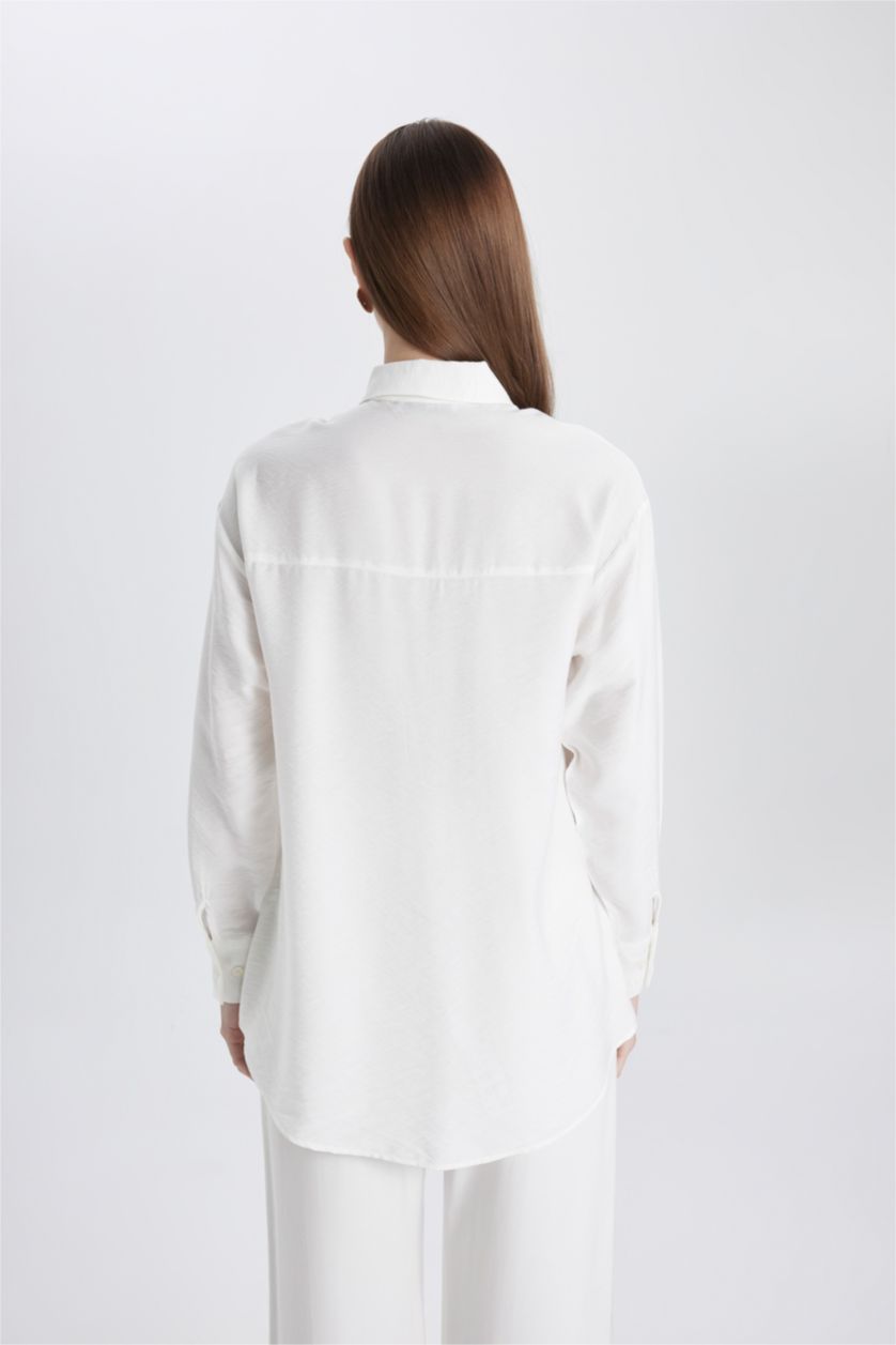 WOMAN Ecru Relax Fit Long Sleeve Shirt Tunic