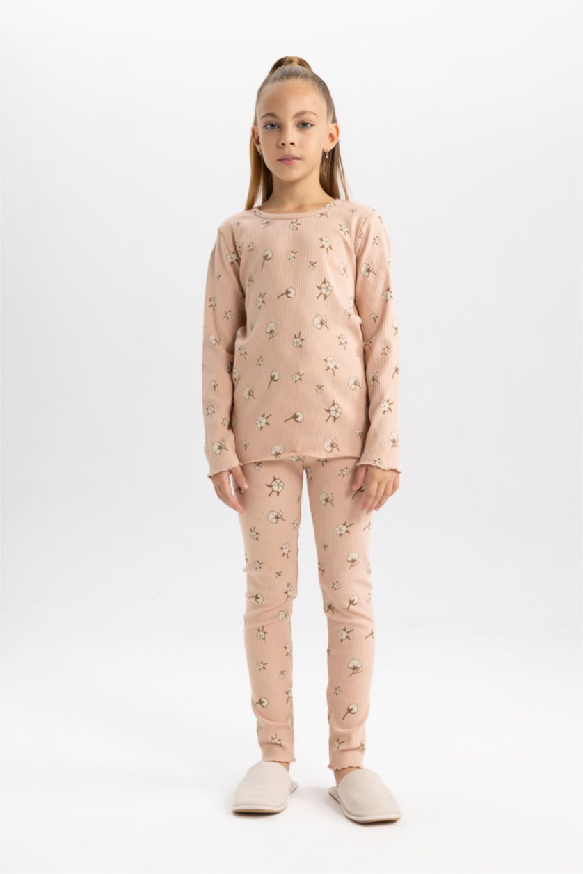 GIRLS & TEENS Beige Baby Girl Patterned Camisole 2 Piece Pajama Set