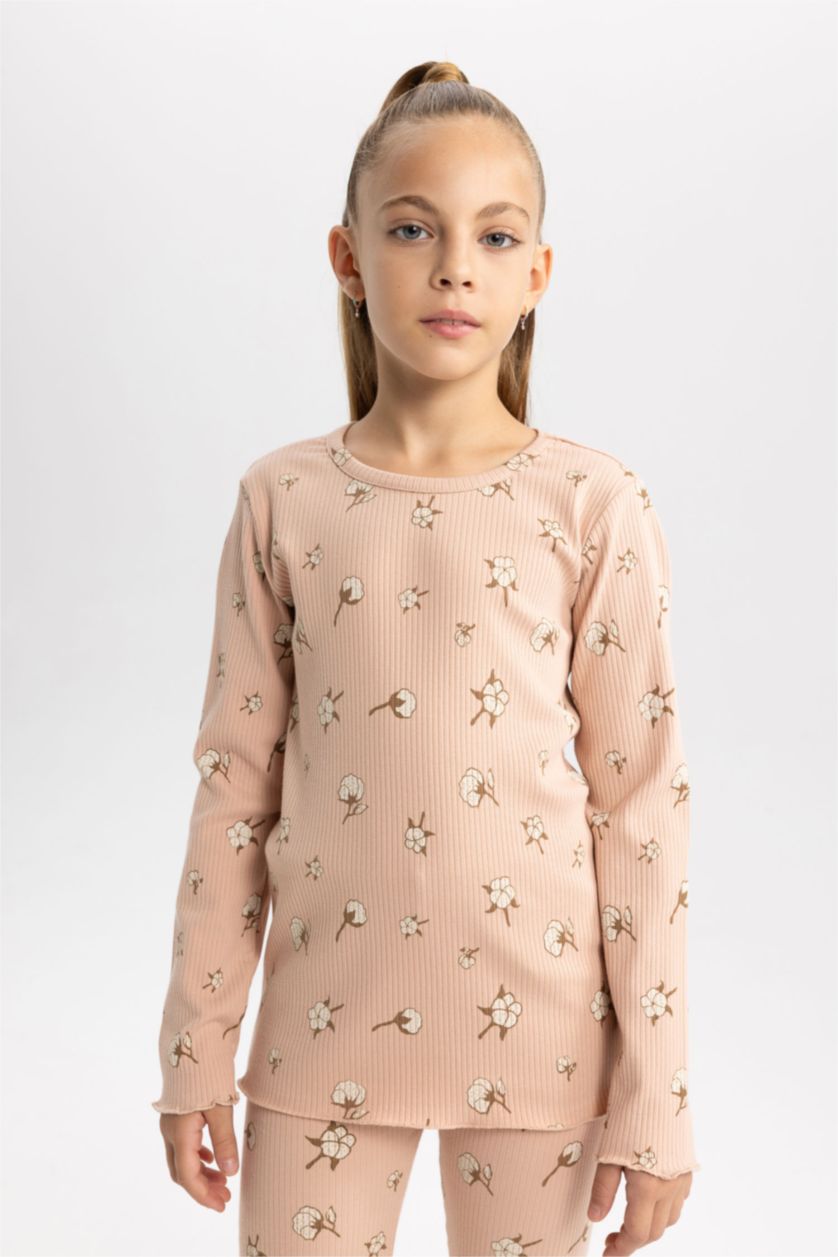 GIRLS & TEENS Beige Baby Girl Patterned Camisole 2 Piece Pajama Set