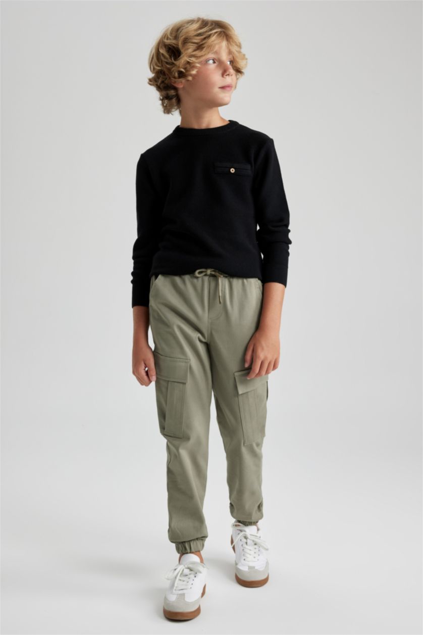 Мальчики и подростки Светлый хаки Джоггеры карго из габардина
