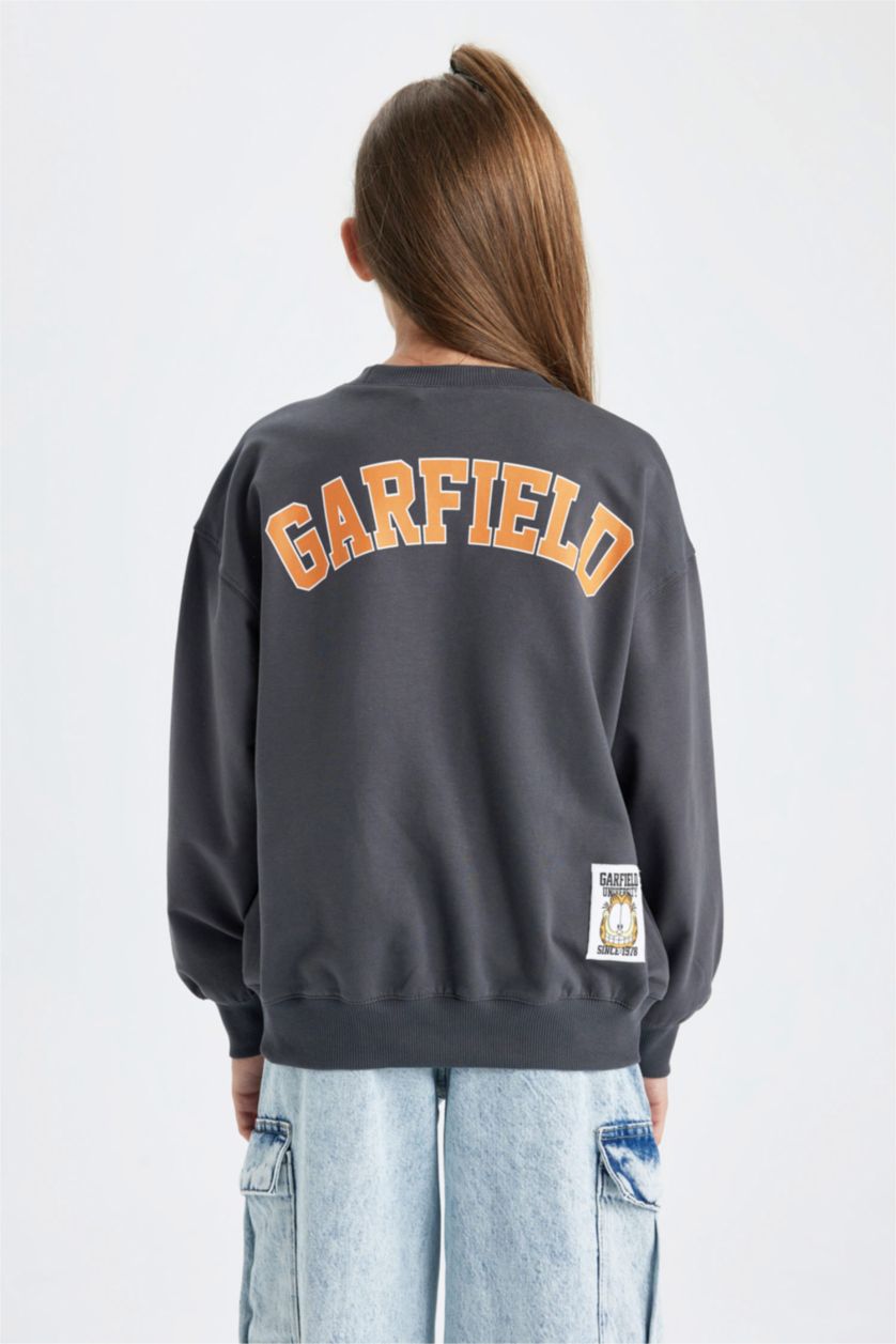 بنات أنثرا سويت شيرت قصة عادية بياخة مستديرة من غارفيلد