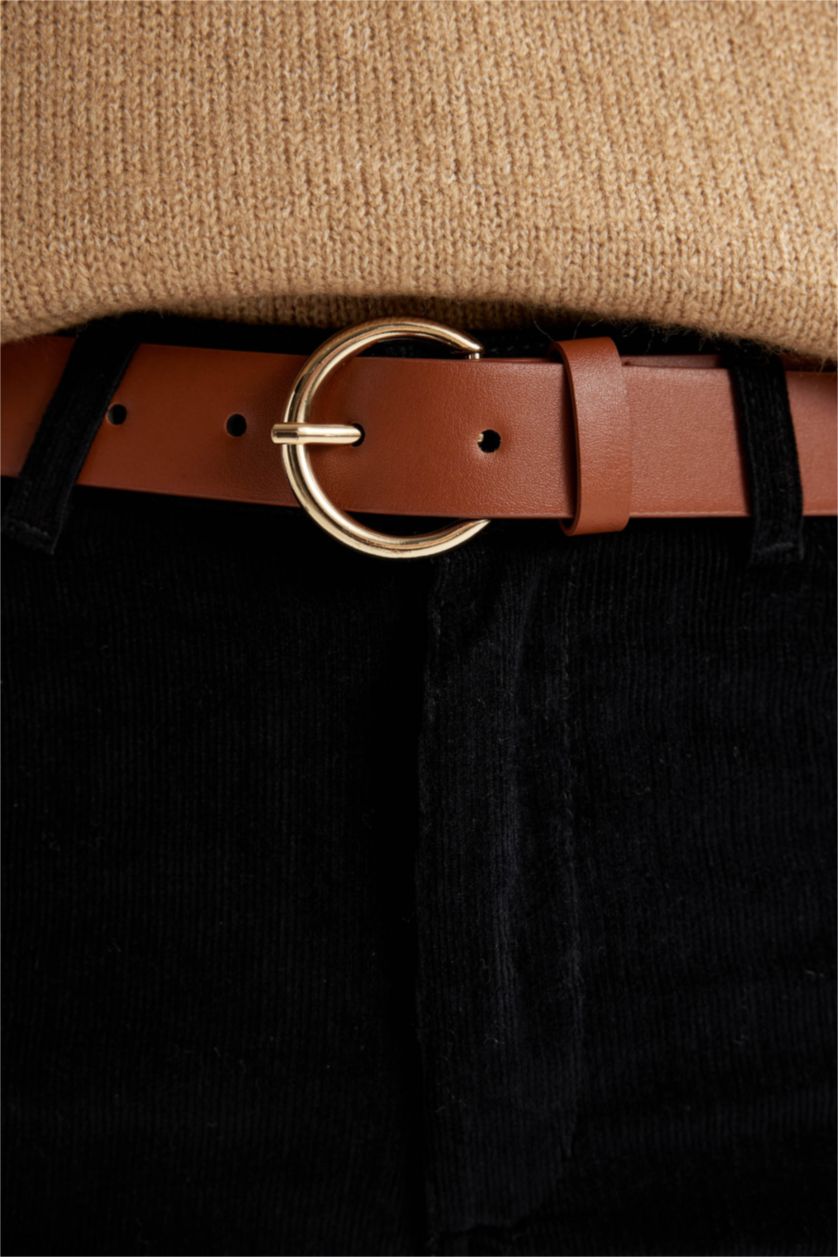 Kadın Taba Kadın Oval Toka Suni Deri Jean Kemeri