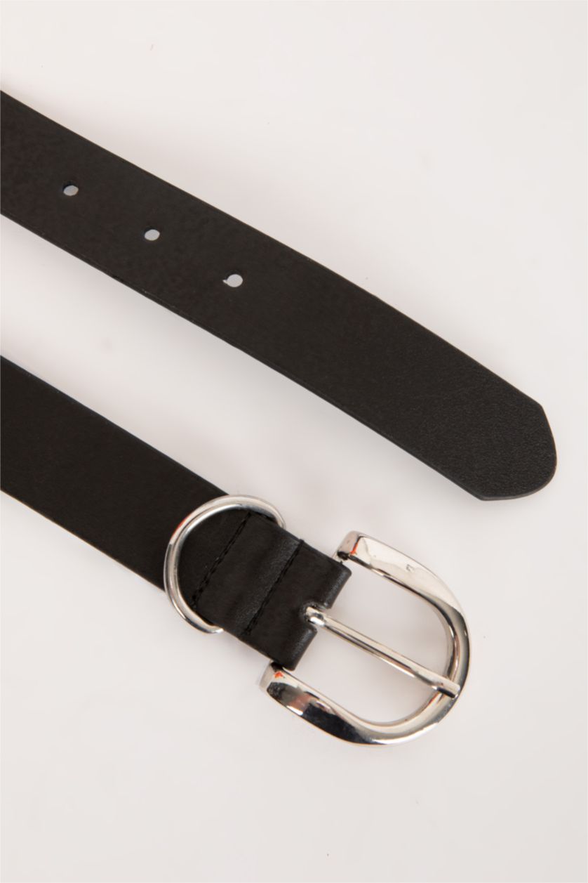 Kadın Siyah Kadın Oval Toka Suni Deri Klasik Kemer