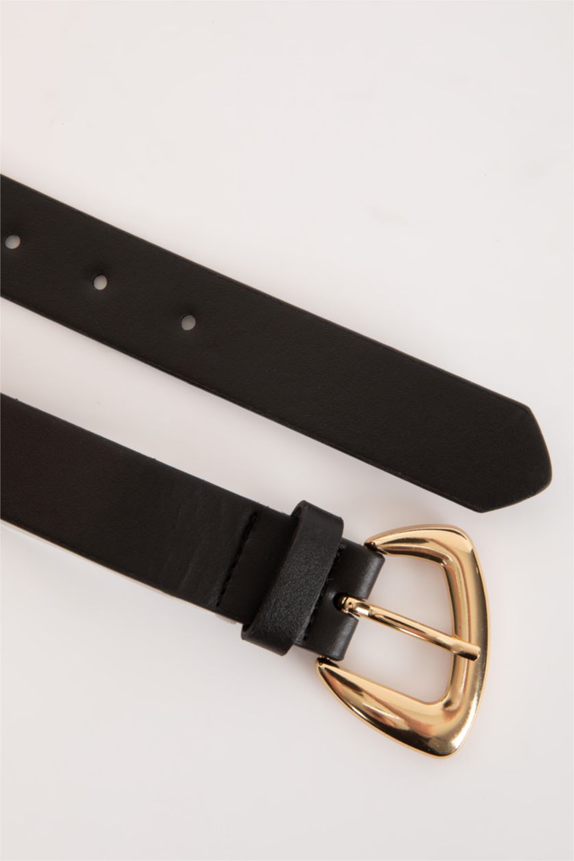 Kadın Siyah Kadın Suni Deri Klasik Kemer