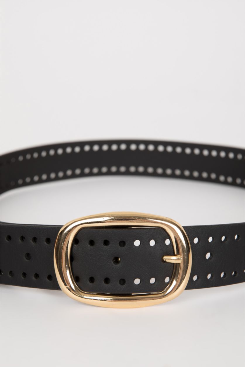 Kadın Siyah Kadın Suni Deri Klasik Kemer