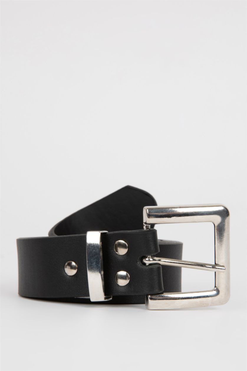 Kadın Siyah Kadın Oval Toka Suni Deri Klasik Kemer