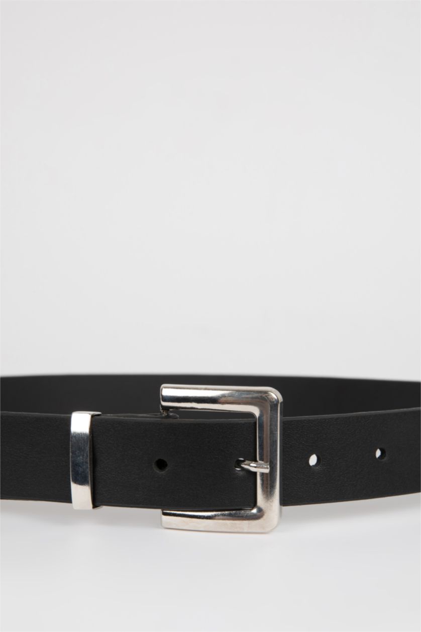 Kadın Siyah Kadın Oval Toka Suni Deri Klasik Kemer