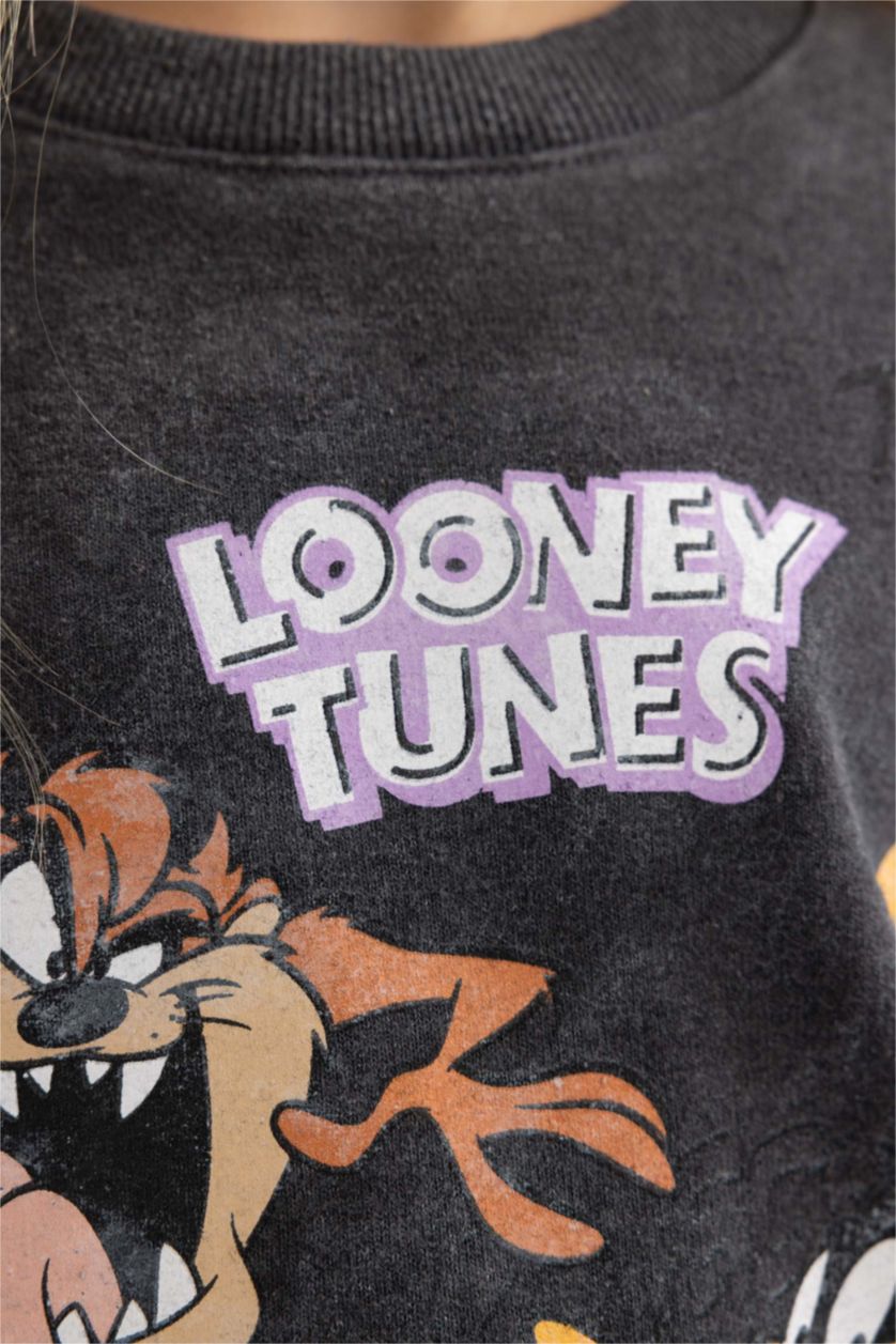 Girls & Teens Grey Oversize Fit Looney Tunes Licensed Crew Neck Sweatshirt