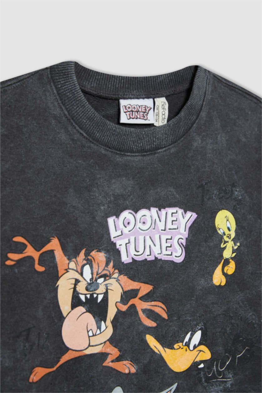 Girls & Teens Grey Oversize Fit Looney Tunes Licensed Crew Neck Sweatshirt