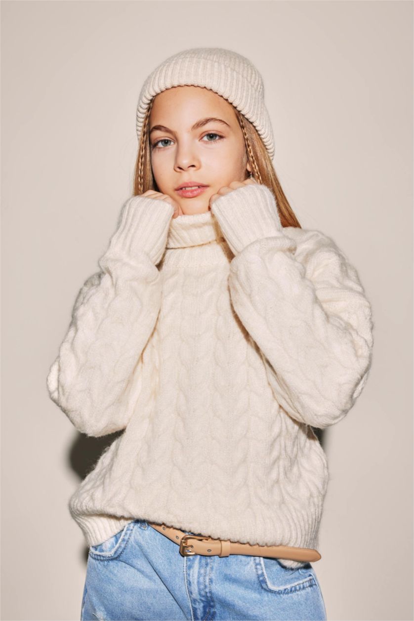 FILLES Écru Pull Oversize à Col Rond Pour Fille