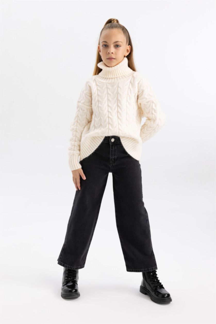 FILLES Écru Pull Oversize à Col Rond Pour Fille