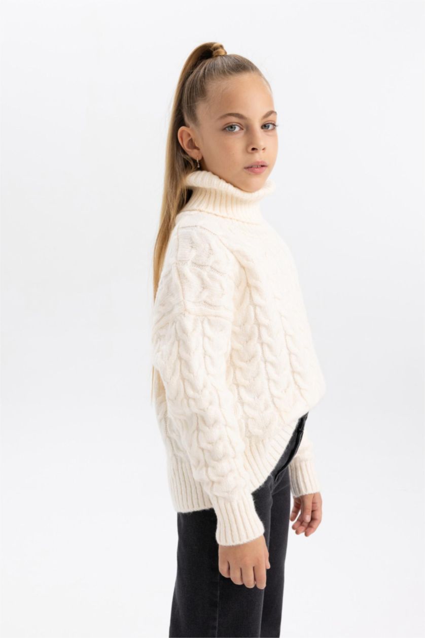 FILLES Écru Pull Oversize à Col Rond Pour Fille