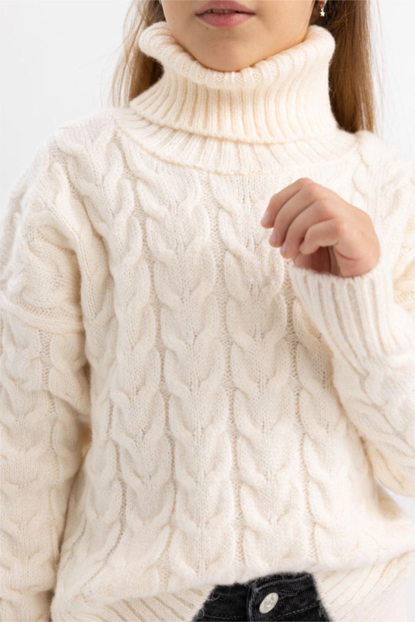 FILLES Écru Pull Oversize à Col Rond Pour Fille