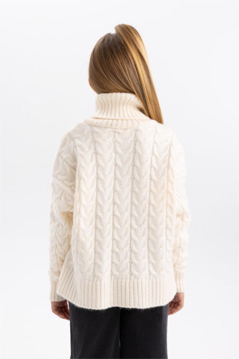 FILLES Écru Pull Oversize à Col Rond Pour Fille