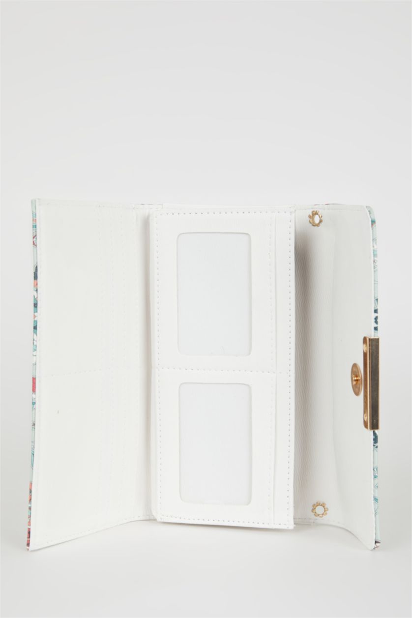 Kadın Yeşil Kadın Desenli Zincirli Cüzdan