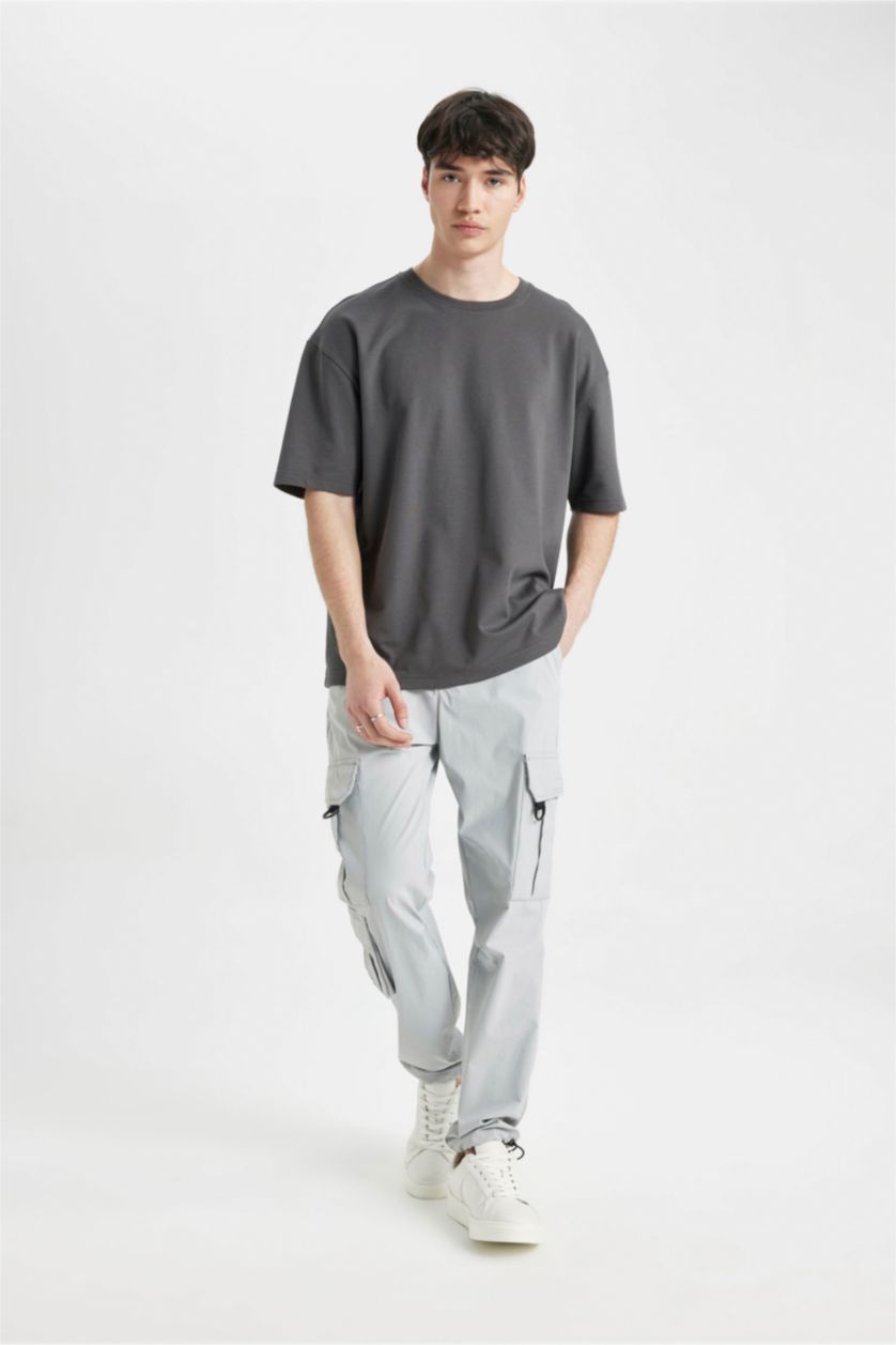 MAN Light Grey Relax Fit With Cargo Pocket Trousers