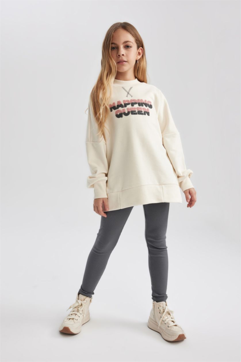 Kız Çocuk - Genç Kız Kum Kız Çocuk Pijama Takımı Baskılı Penye Uzun Kollu Üst Uzun Alt