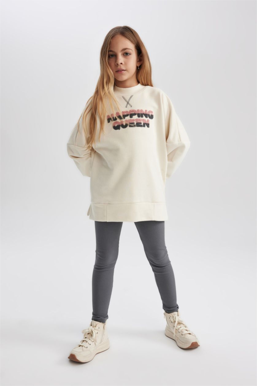 Kız Çocuk - Genç Kız Kum Kız Çocuk Pijama Takımı Baskılı Penye Uzun Kollu Üst Uzun Alt