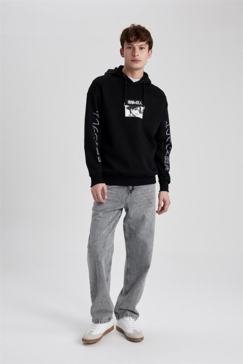 Erkek Siyah Oversıze Sweatshirt