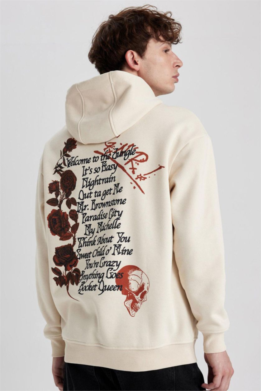 MAN Sand Boxy Fit Guns N' Roses Licensed Printed Long Sleeve Sweatshirt