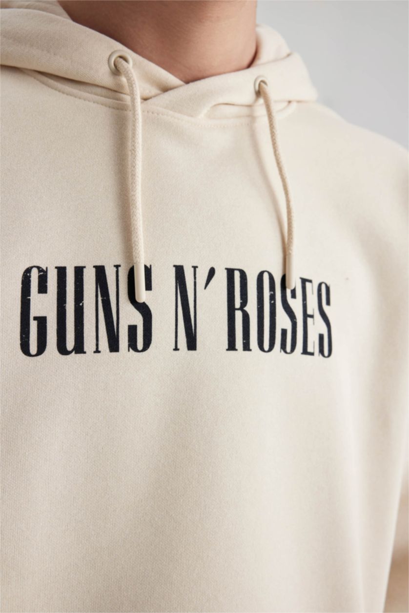 MAN Sand Boxy Fit Guns N' Roses Licensed Printed Long Sleeve Sweatshirt