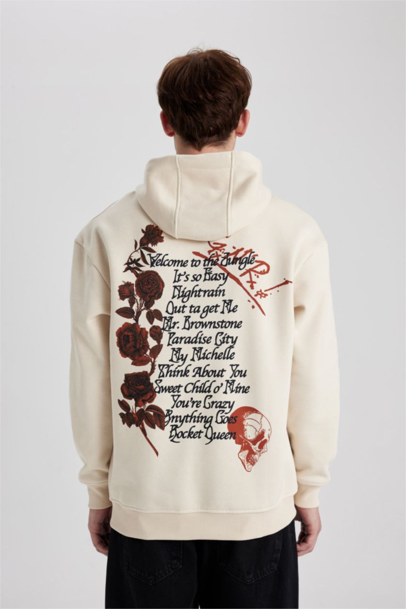 MAN Sand Boxy Fit Guns N' Roses Licensed Printed Long Sleeve Sweatshirt