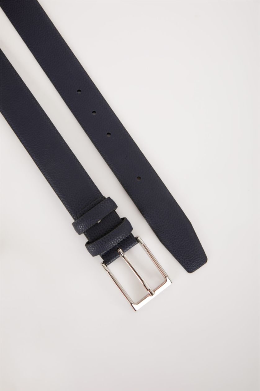 Erkek Lacivert Erkek Suni Deri Klasik Kemer