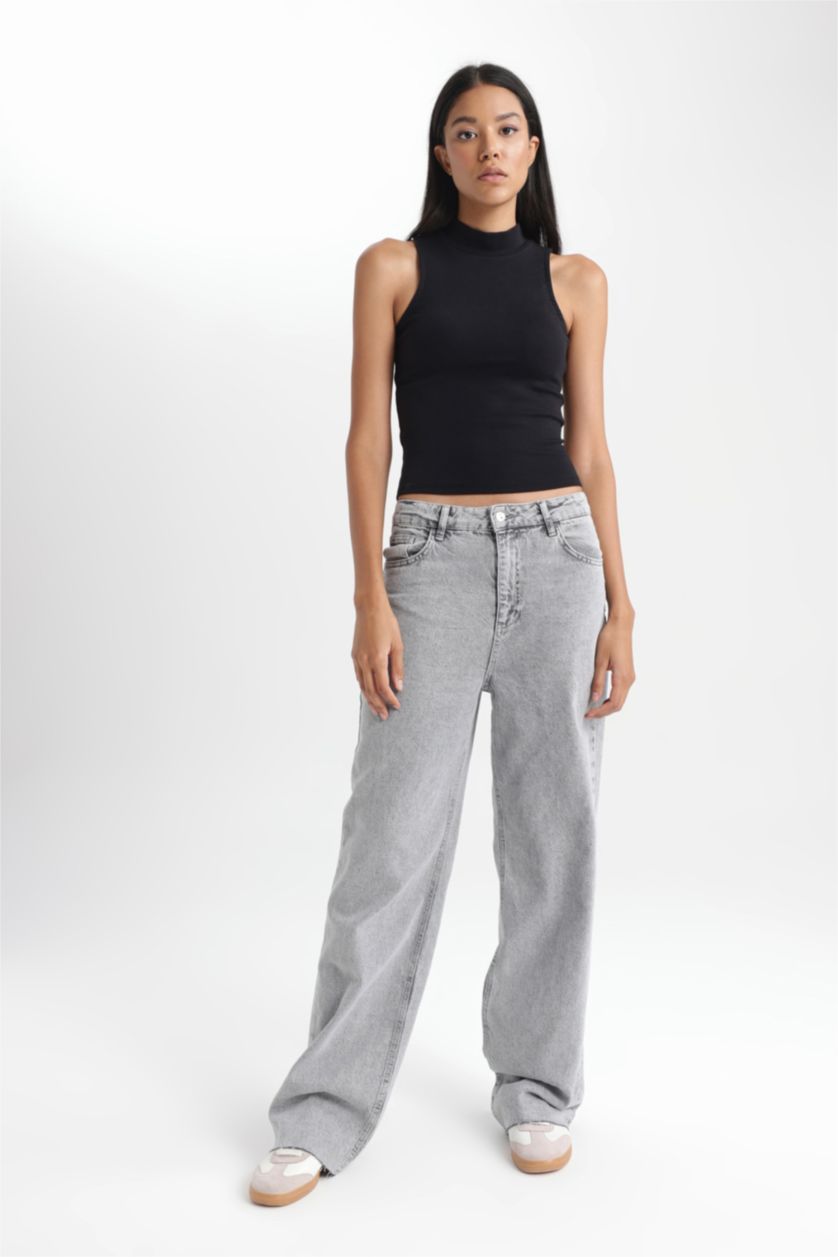 FEMME Noir Top Coupe Slim Demi-Col De Tortue