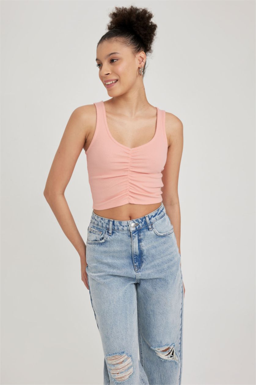 Woman Pink Slim Fit Camisole Tank Top