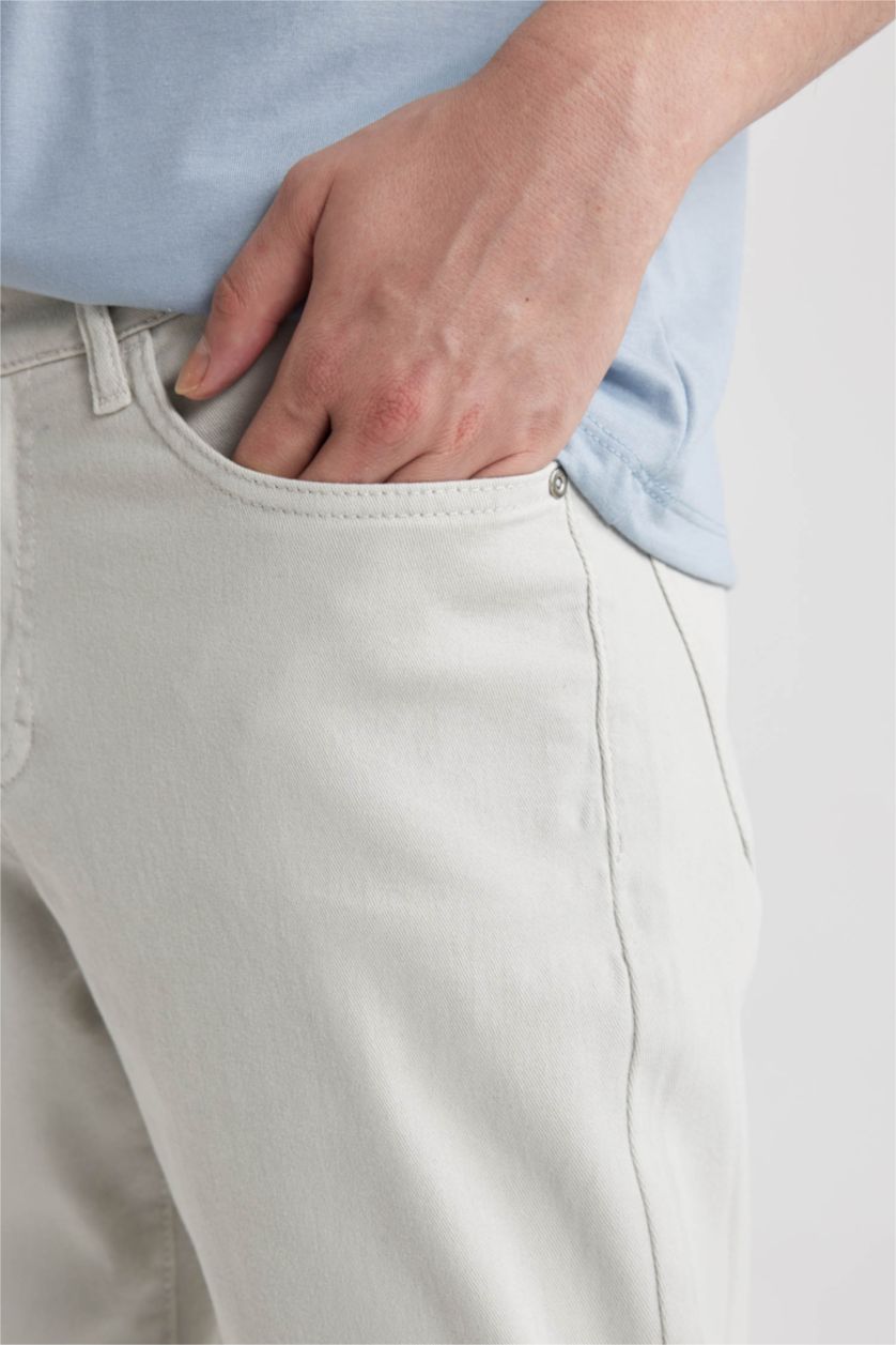 Erkek Taş Gabardin Pantolon Slim Fit Dar Kesim Düz Paça Basic