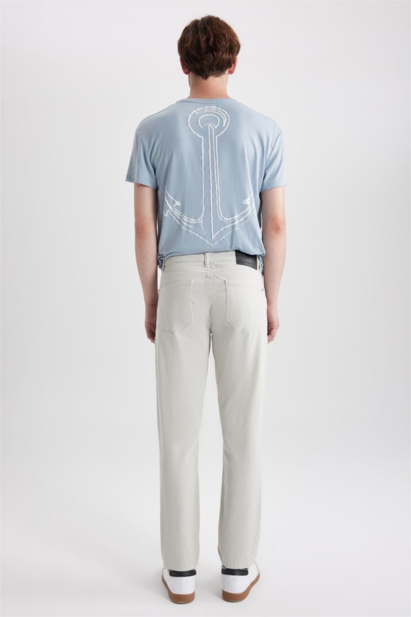 Erkek Taş Gabardin Pantolon Slim Fit Dar Kesim Düz Paça Basic