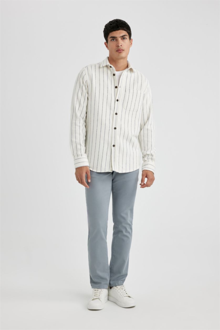 رجالي رمادي فاتح بنطلون منسوج سليم فيت