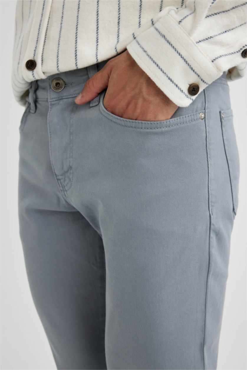 رجالي رمادي فاتح بنطلون منسوج سليم فيت