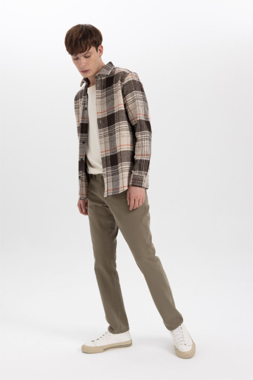 رجالي كاكي بنطلون منسوج سليم فيت