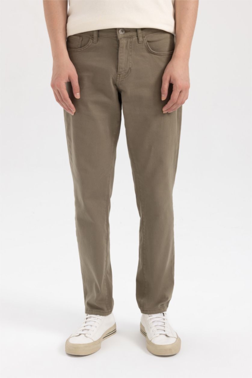 رجالي كاكي بنطلون منسوج سليم فيت