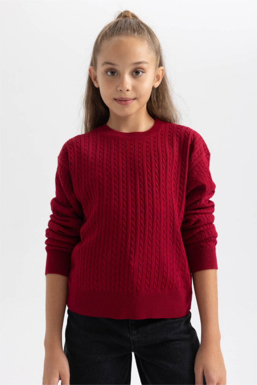 GIRLS & TEENS Bordeaux بلوفر قصة عادية