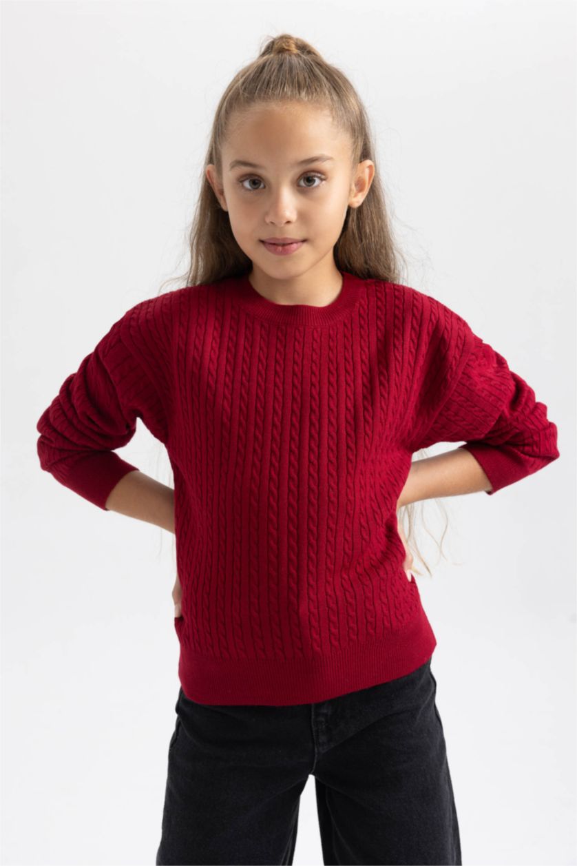 GIRLS & TEENS Bordeaux بلوفر قصة عادية