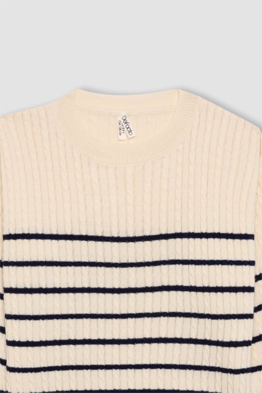 GIRLS & TEENS Ecru Girl Crew Neck Pullover