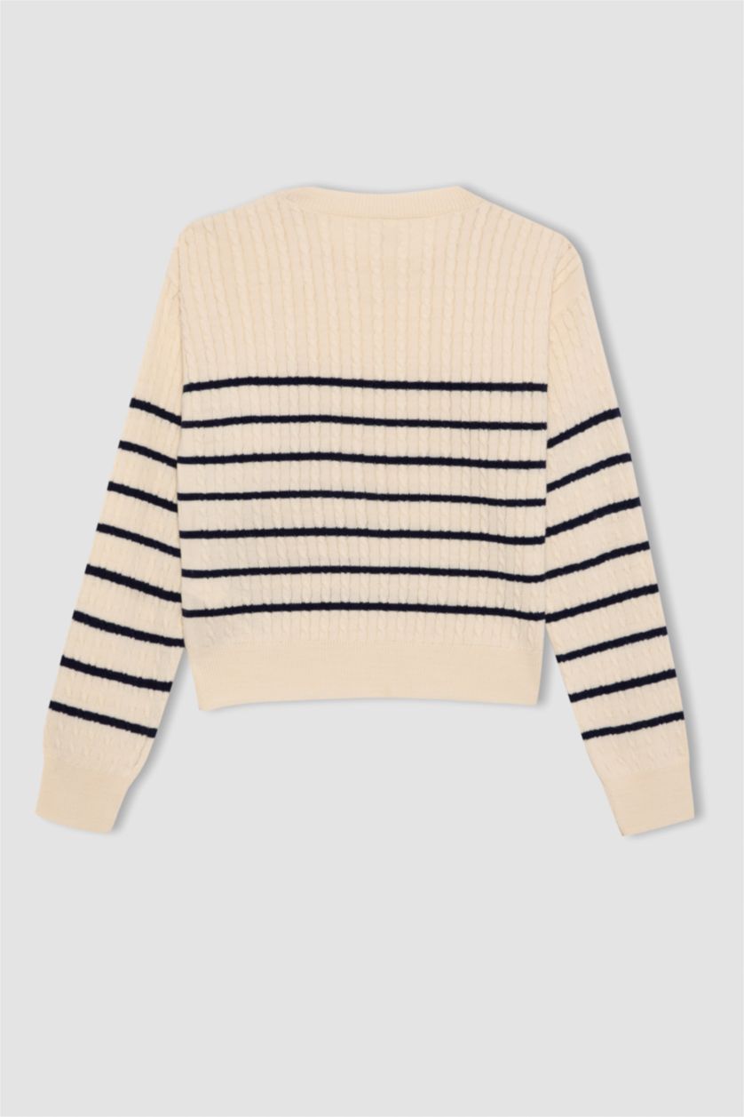 GIRLS & TEENS Ecru Girl Crew Neck Pullover