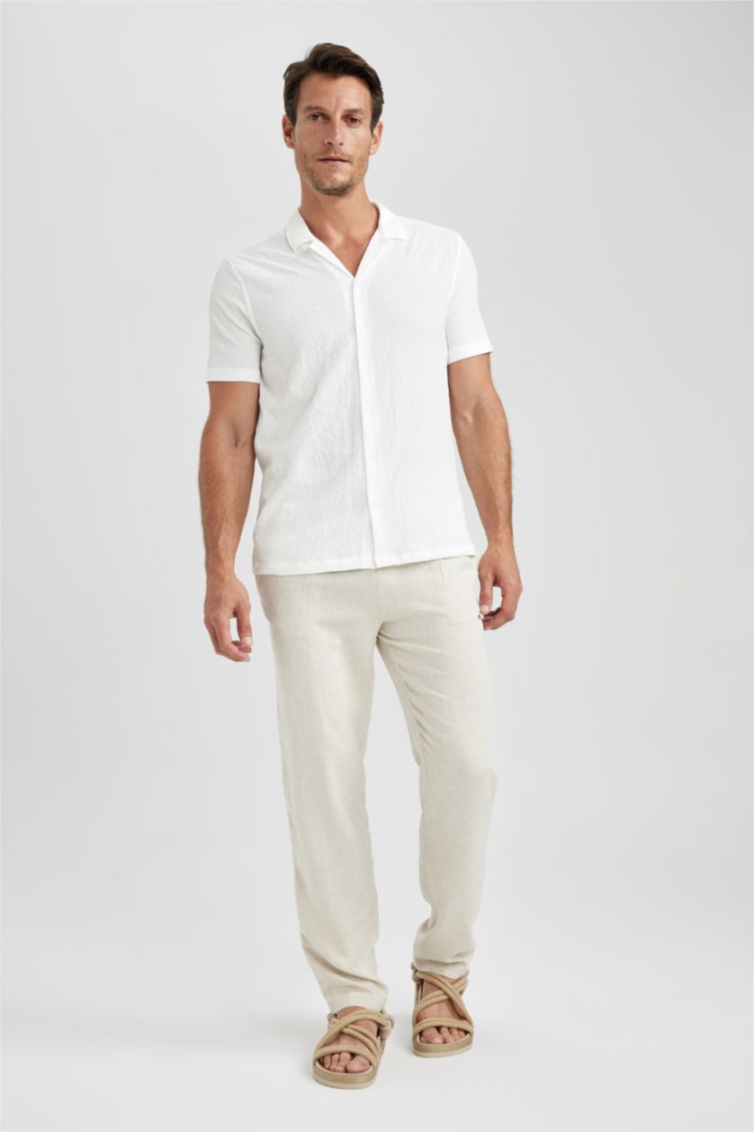 HOMME Blanc Chemise Coupe Moderne À Manches Courtes