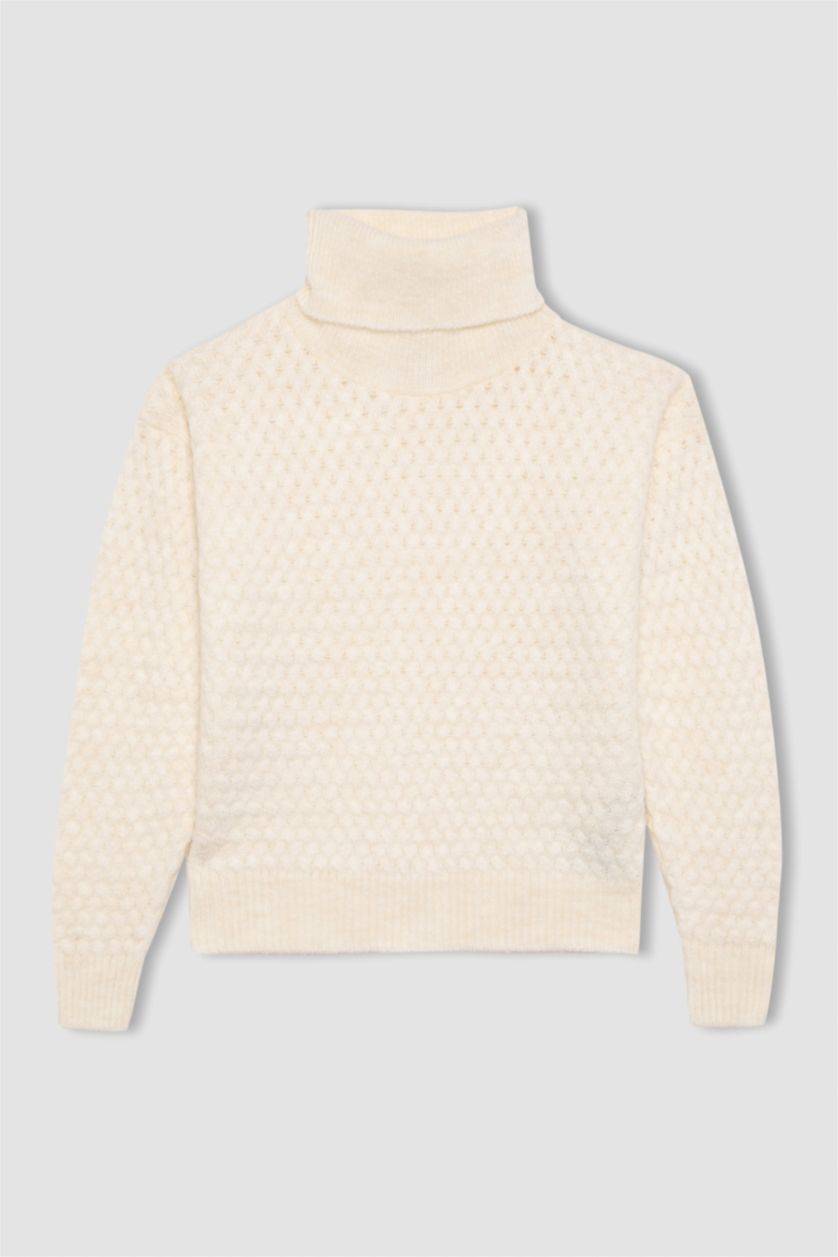 FILLES Écru Pull Oversize à Col Rond Pour Fille