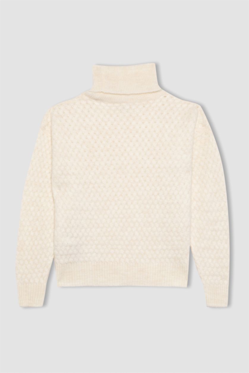 FILLES Écru Pull Oversize à Col Rond Pour Fille