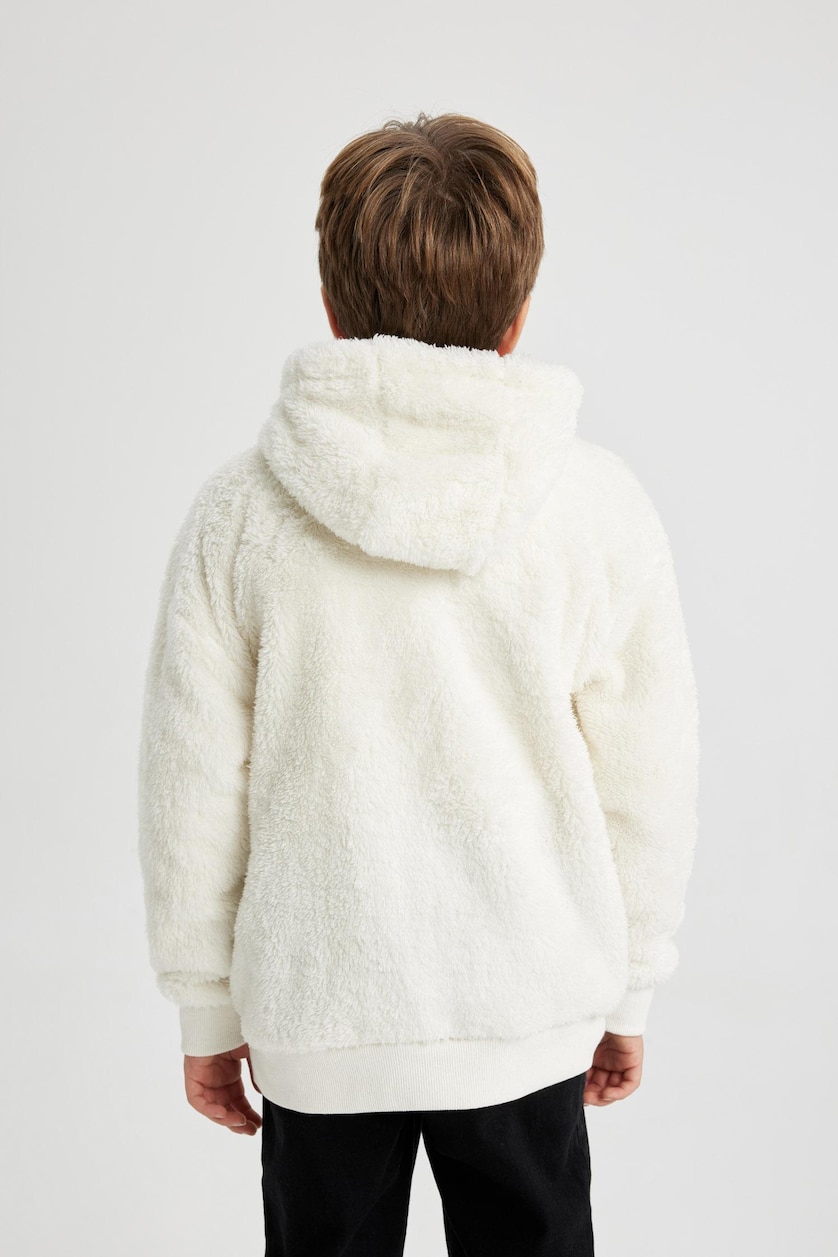 Young Boys - Teen Boys Ecru Oversize Fit Hooded Sweatshirt