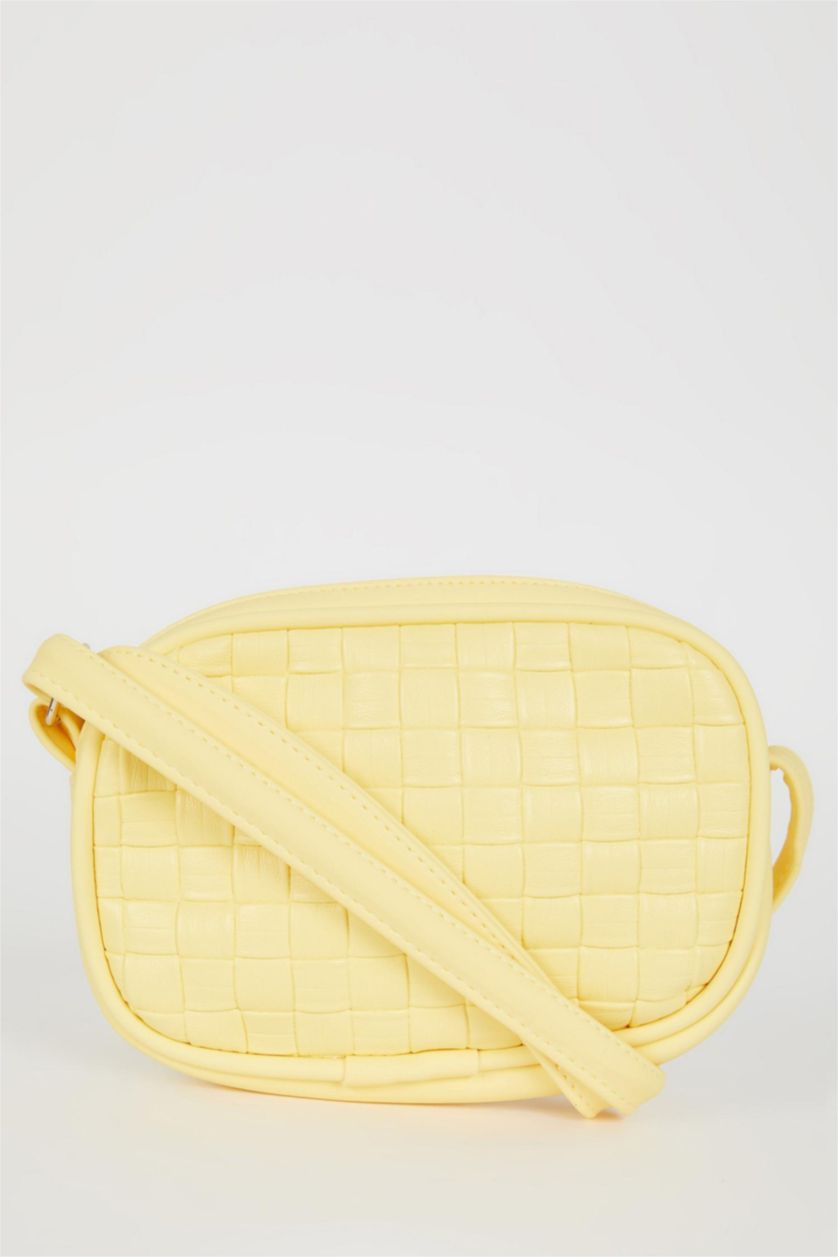 Kız Çocuk - Genç Kız Sarı Suni Deri Çapraz Çanta Kız Çocuk