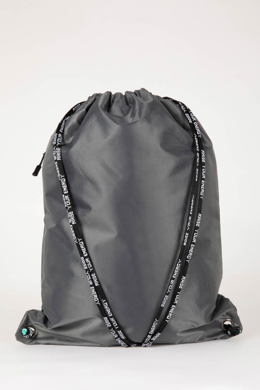 Erkek Gri Erkek Su Geçirmez Kumaş Slogan Sırt Çantası