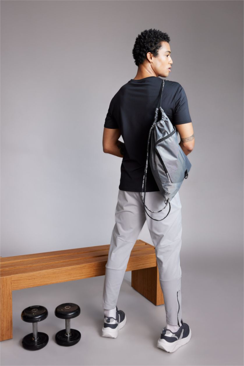 Erkek Gri Erkek Su Geçirmez Kumaş Slogan Sırt Çantası