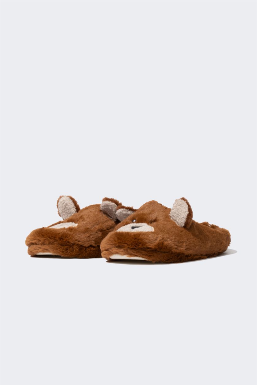 WOMAN Beige Woman Flat Sole House Slippers