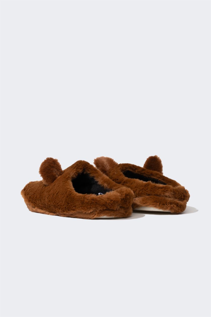 WOMAN Beige Woman Flat Sole House Slippers