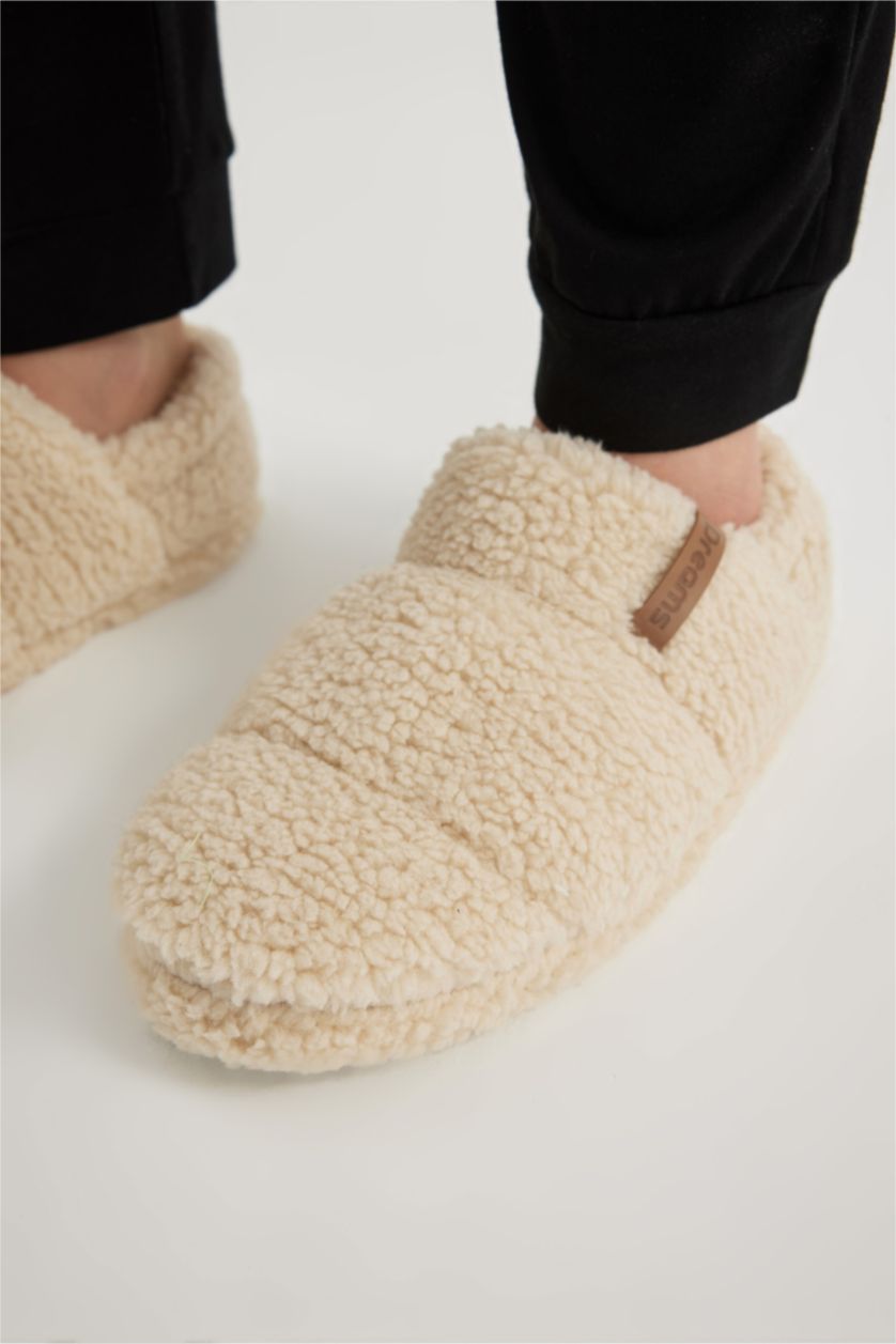 WOMAN Beige Woman Flat Sole House Slippers