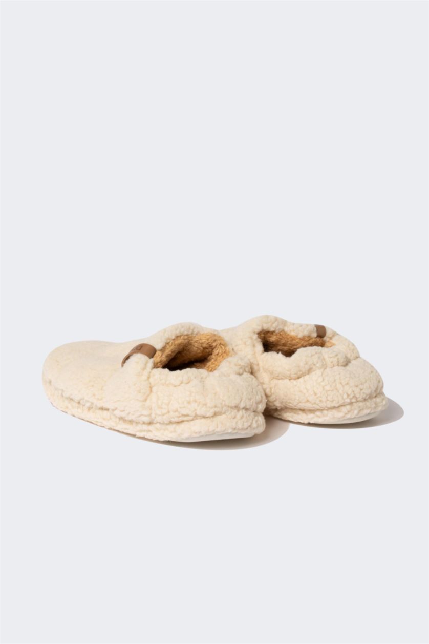 WOMAN Beige Woman Flat Sole House Slippers